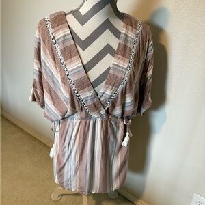L*Space Multicolor Striped V-Neck Cover Up